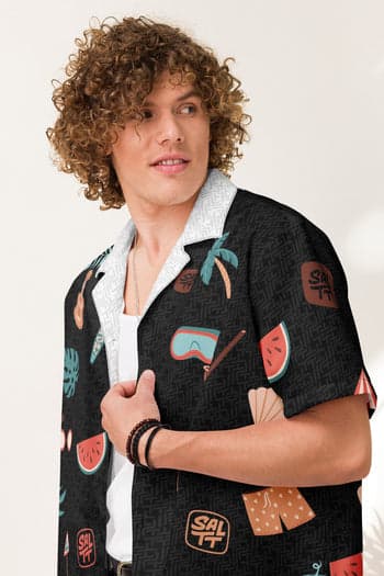 Black SALTT Hawaiian Shirt