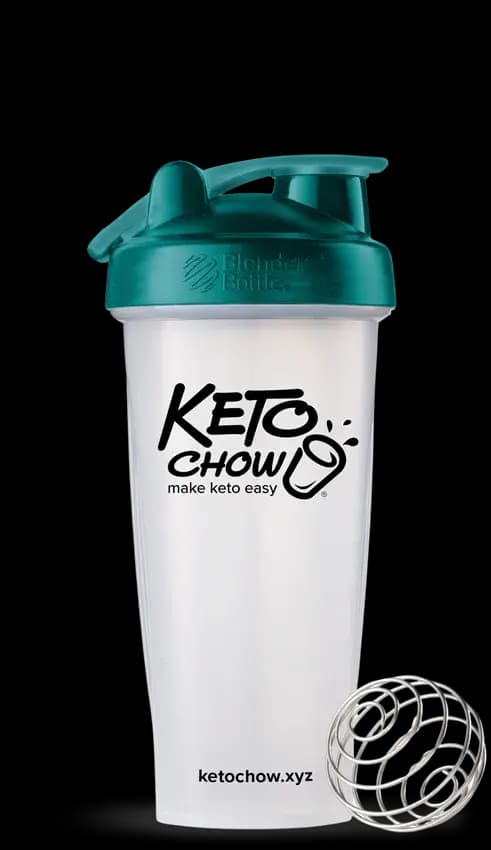 Teal BlenderBottleВ® with a spring next to it