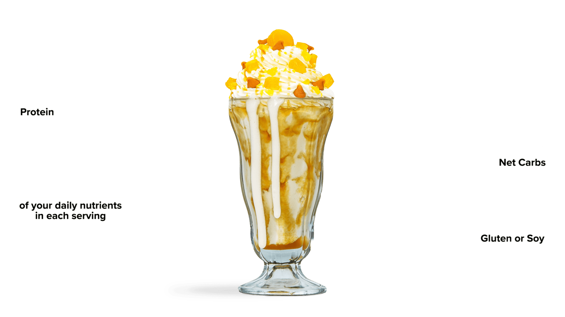 Keto Chow Butterscotch shake with macro information