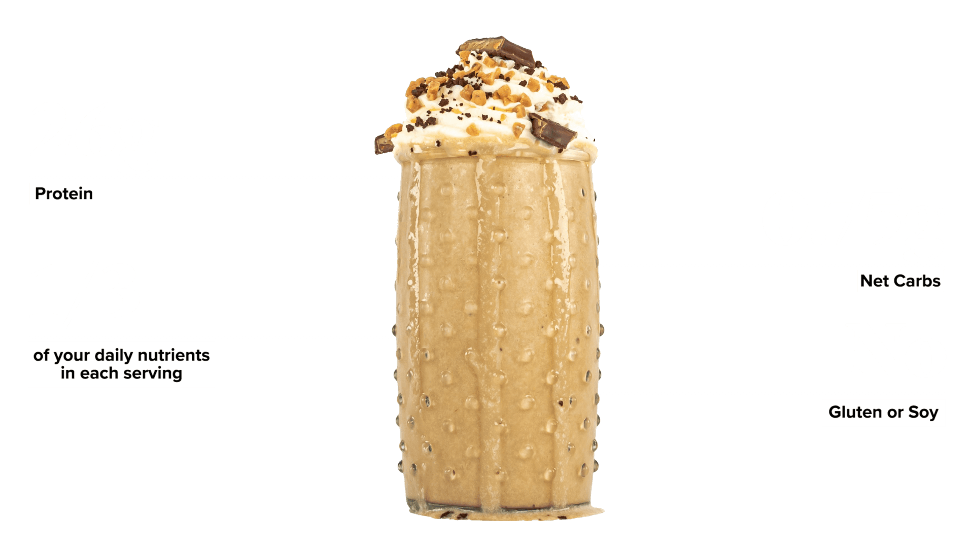 Keto Chow Chocolate Toffee shake with macro information