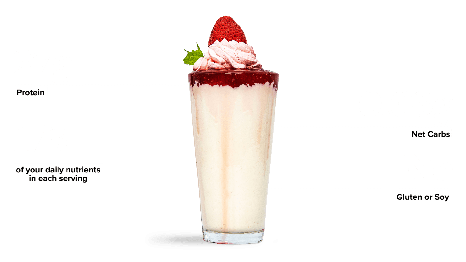 Keto Chow Strawberry Cream CORE - Stevia shake with macro information