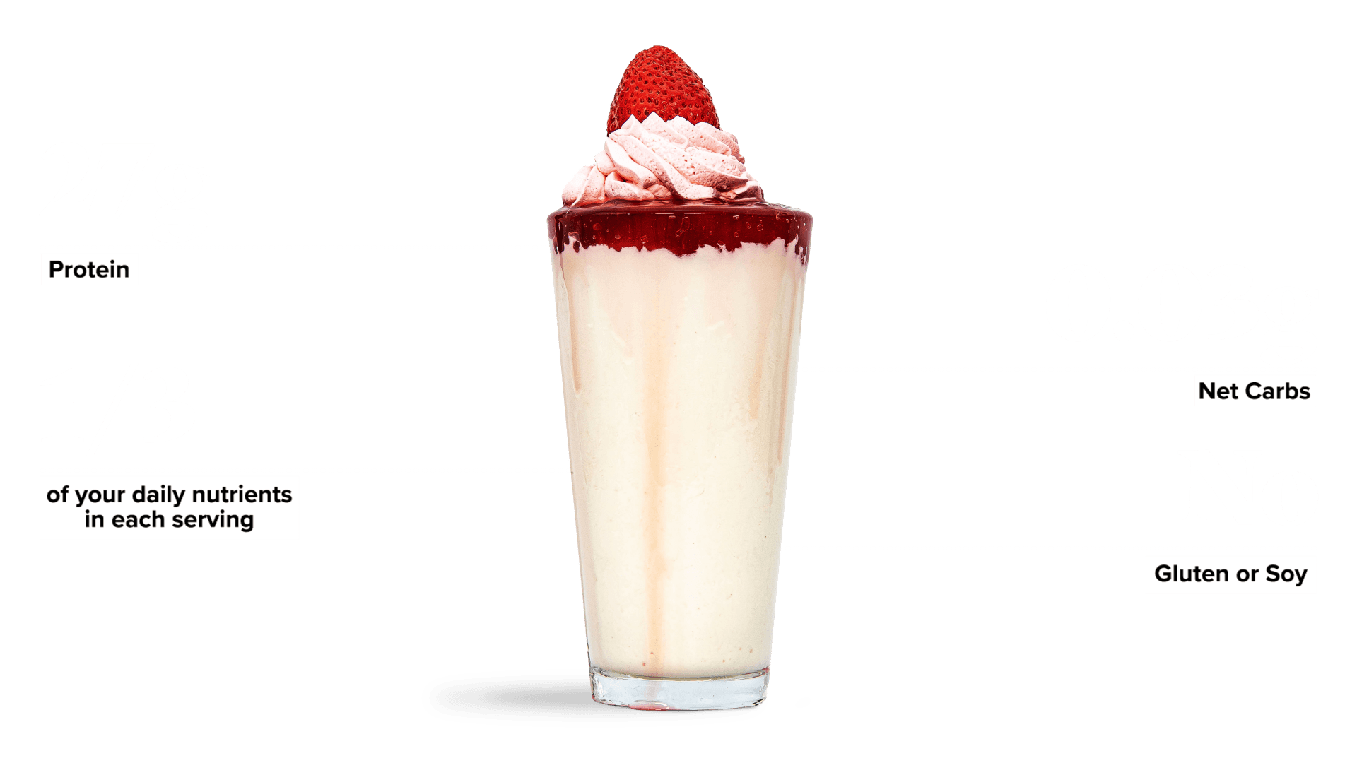 Keto Chow Strawberry Cream CORE - Unsweetened shake with macro information